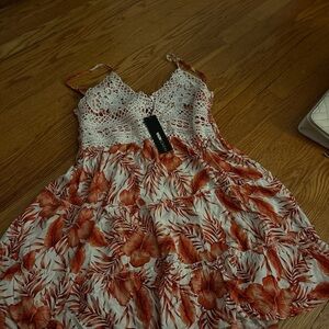 Fashion Nova Orange and White Floral Mini Dress